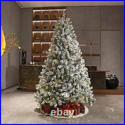 7.5ft Pre-lit Snow Flocked Artificial Christmas Tree with LED Lights for Home