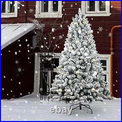 7.5ft Pre-lit Snow Flocked Artificial Christmas Tree with LED Lights for Home