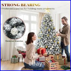 7.5ft Prelit Snow Flocked Artificial Full Christmas Tree with Remote Control