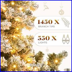 7.5ft Prelit Snow Flocked Artificial Full Christmas Tree with Remote Control