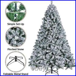 7.5ft Snow Flocked Artificial Christmas Tree With Metal Stand Holiday Decor New 7.5ft Snow Flocked Artificial Christmas Tree With Metal Stand Holiday Decor New