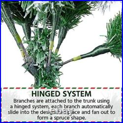 7.5ft Snow Flocked Artificial Christmas Tree With Metal Stand Holiday Decor New 7.5ft Snow Flocked Artificial Christmas Tree With Metal Stand Holiday Decor New