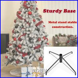 7.5ft Snow White Flocked Christmas Tree Pre-Lit Artificial Xmas Hinged Decor