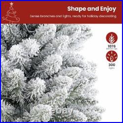 7-7.5FT Flocked Pre-lit Artificial ChristmasTree Warm White LED Lights Xmas Home