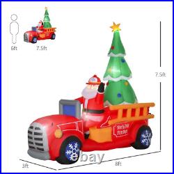 7.8FT Christmas Inflatable Outdoor Yard Decor Blow Up LED Fire Truck Decoration