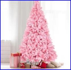 7 FT Pink Christmas Tree Premium Hinged Stand Artificial Tree Holiday Decor 7 FT Pink Christmas Tree Premium Hinged Stand Artificial Tree Holiday Decor