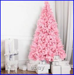 7 FT Pink Christmas Tree Premium Hinged Stand Artificial Tree Holiday Decor 7 FT Pink Christmas Tree Premium Hinged Stand Artificial Tree Holiday Decor