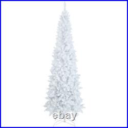 7 FT Pre-Lit Slim Pencil Christmas Tree Hinged Holiday Decoration with LED Lights