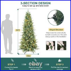 7 FT Prelit Artificial Skinny Christmas Tree with1552 PE&PVC Branch Tips 400 Light 7 FT Prelit Artificial Skinny Christmas Tree with1552 PE&PVC Branch Tips 400 Light