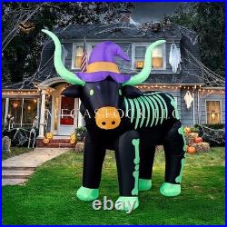 7 FT Skeleton Longhorn Halloween Inflatable LED Lighted Outdoor Yard Decor