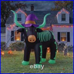 7 FT Skeleton Longhorn Halloween Inflatable LED Lighted Outdoor Yard Decor
