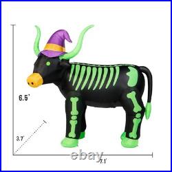 7 FT Skeleton Longhorn Halloween Inflatable LED Lighted Outdoor Yard Decor
