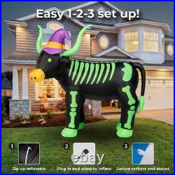 7 FT Skeleton Longhorn Halloween Inflatable LED Lighted Outdoor Yard Decor