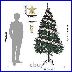 7 Ft Artificial Christmas Tree & LED Topper Star & Pine Cone String Lights Kit