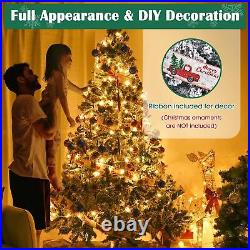 7 Ft Artificial Christmas Tree Snow Flocked Metal Stand Home Holiday Decoration