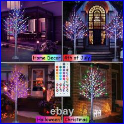 7 Ft RGB Lighted Birch Tree, 35 Colors Light up Tree with Remote, 150 LED Color