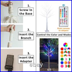 7 Ft RGB Lighted Birch Tree, 35 Colors Light up Tree with Remote, 150 LED Color