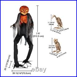 7 Ft Scary Animated Pumpkin Prop Vulture & Owl Skeleton Halloween 2026