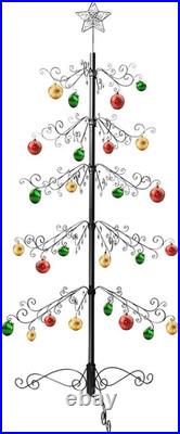 7 Ft Wrought Iron Christmas Tree Ornament Display Stand Metal Holder Hanger Wire 7 Ft Wrought Iron Christmas Tree Ornament Display Stand Metal Holder Hanger Wire
