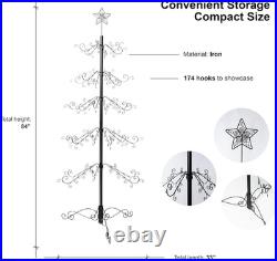 7 Ft Wrought Iron Christmas Tree Ornament Display Stand Metal Holder Hanger Wire 7 Ft Wrought Iron Christmas Tree Ornament Display Stand Metal Holder Hanger Wire