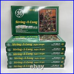 (7) GE Super Bright String A Long Color 100 Light Set Miniature Bulbs