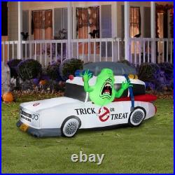 7' Gemmy Airblown Inflatable Ghostbuster's Ecto-1 Mobile with Slimer Yard Decor