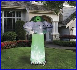 7' Inflatable Spooky Alien UFO with Inferno LED Tractor Beam Yard Halloween Decor 7' Inflatable Spooky Alien UFO with Inferno LED Tractor Beam Yard Halloween Decor