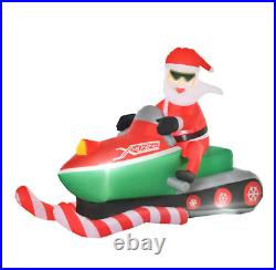 7' Santa Claus Riding On Snowmobile Lighted Christmas Inflatable Yard Decor