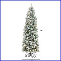 7' Slim Flocked Montreal Fir Artificial Christmas Tree, LED, Bendable Branch 7' Slim Flocked Montreal Fir Artificial Christmas Tree, LED, Bendable Branch