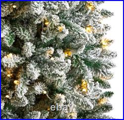 7' Slim Flocked Montreal Fir Artificial Christmas Tree, LED, Bendable Branch 7' Slim Flocked Montreal Fir Artificial Christmas Tree, LED, Bendable Branch