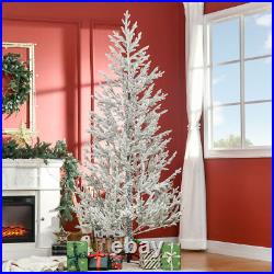 7' Snow Flocked Artificial Christmas Tree with 240 Tip Fir Shape Auto Open