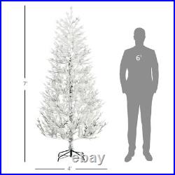 7' Snow Flocked Artificial Christmas Tree with 240 Tip Fir Shape Auto Open