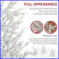 7' Snow Flocked Artificial Christmas Tree with 240 Tip Fir Shape Auto Open