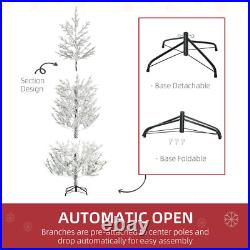 7' Snow Flocked Artificial Christmas Tree with 240 Tip Fir Shape Auto Open