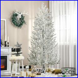 7' Snow Flocked Artificial Christmas Tree with 240 Tip Fir Shape Auto Open