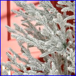 7' Snow Flocked Artificial Christmas Tree with 240 Tip Fir Shape Auto Open