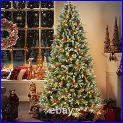 7 ft Prelit Artificial Christmas Tree Snow Frosted Xmas Tree with 450 light