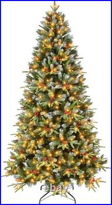 7 ft Prelit Artificial Christmas Tree Snow Frosted Xmas Tree with 450 light