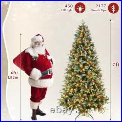 7 ft Prelit Artificial Christmas Tree Snow Frosted Xmas Tree with 450 light