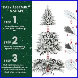 7 ft Snow Flocked Artificial Christmas Tree with 1514 Branch Tips&Foldable Base
