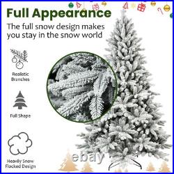 7 ft Snow Flocked Artificial Christmas Tree with 1514 Branch Tips&Foldable Base