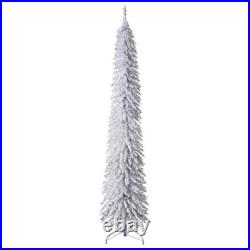 7ft Christmas Tree Pre-Lit Tinsel Holiday Decor Skinny Design 150 LED Lights New 7ft Christmas Tree Pre-Lit Tinsel Holiday Decor Skinny Design 150 LED Lights New