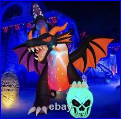 7ft Halloween Lighted Dragon W Skull Airblown Inflatable Yard Decor