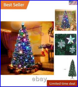 7ft Multicolor Pre-Lit Christmas Tree with Sturdy Metal Base for Holiday Cheer