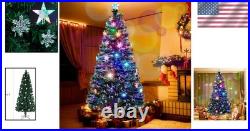 7ft Multicolor Pre-Lit Christmas Tree with Sturdy Metal Base for Holiday Cheer
