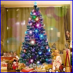 7ft Multicolor Pre-Lit Christmas Tree with Sturdy Metal Base for Holiday Cheer