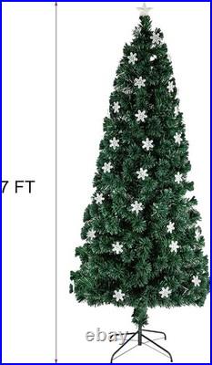 7ft Multicolor Pre-Lit Christmas Tree with Sturdy Metal Base for Holiday Cheer