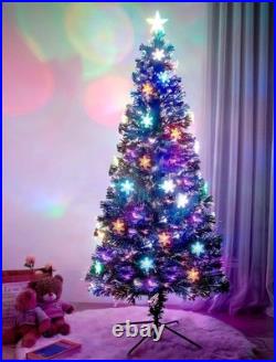7ft Multicolor Pre-Lit Christmas Tree with Sturdy Metal Base for Holiday Cheer