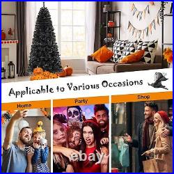 7ft Preassembled Black Christmas Tree with Bendable Top, Halloween Tree