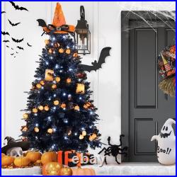 7ft Prelit Artificial Black Christmas Tree Halloween &1916 Branch Tip &450 Light
